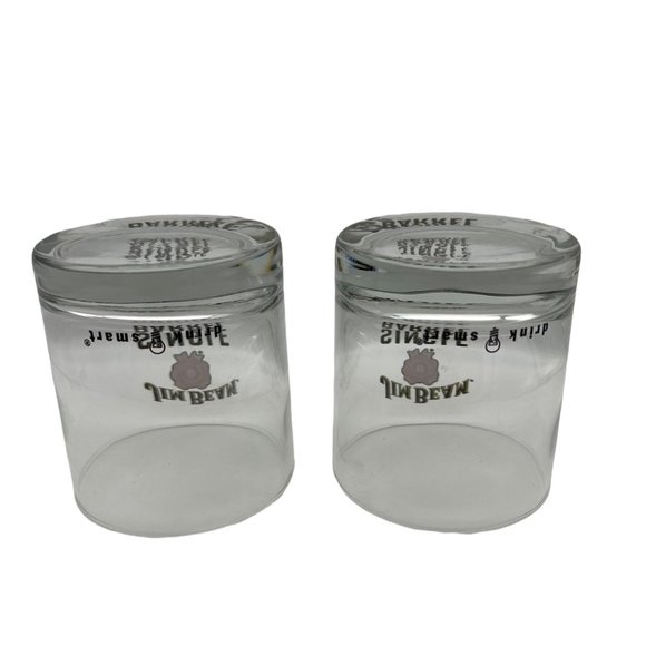 Pair Jim Beam Single Barrel Whiskey Glass Lowball Rocks 3.25" Drink Smart - Picture 5 of 5